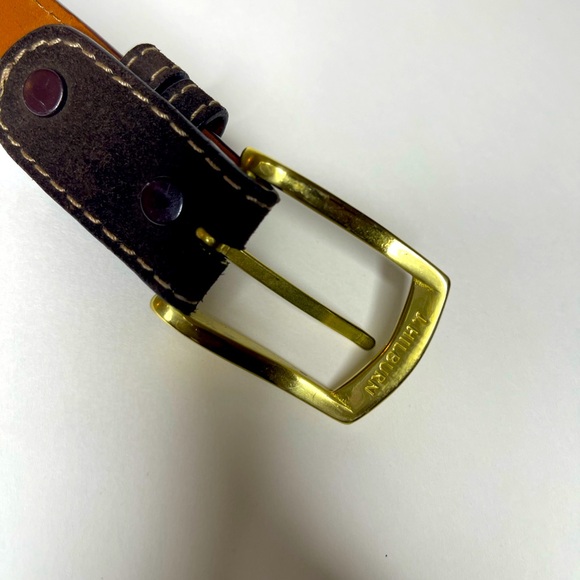 J. Hillburn 30 MM Custom Suede Belt, Brass Buckle - Picture 3 of 4